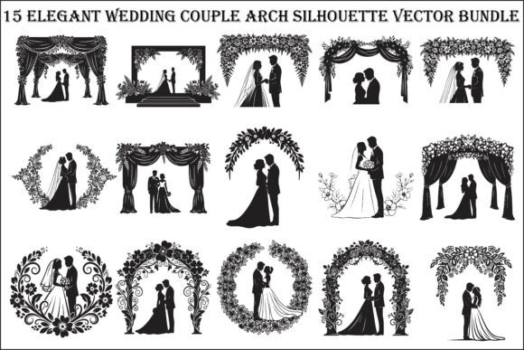15 Elegant Wedding Couple Arch Silhouettes for Romantic Design Projects