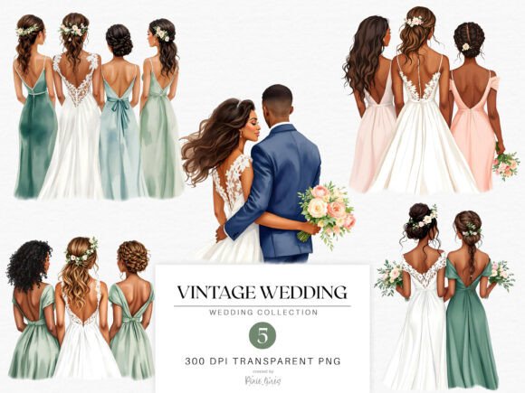 Charming Watercolor Wedding Clipart for Creative Projects