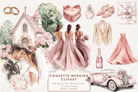 Coquette Wedding Clipart: Romantic Design Elements for Your Projects