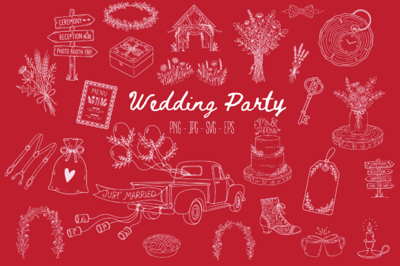 Crafting a Charming Country Wedding with Hand-Drawn Doodle Clipart