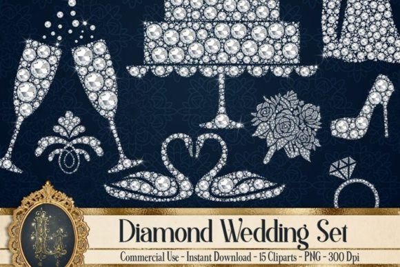 Diamond Wedding Swan Clip Arts PNG: 15 Elegant Designs for Your Projects