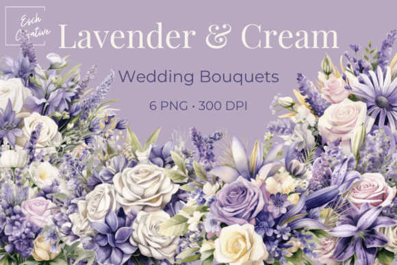 Dreamy Lavender and Cream Bouquet Clipart for Wedding Designs