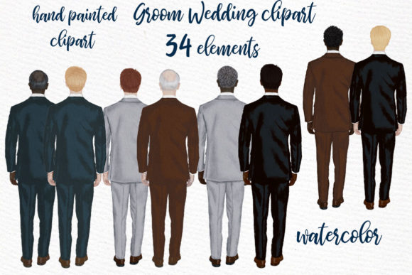 Elegant Groom Clipart: Watercolor Elements for Wedding Designs