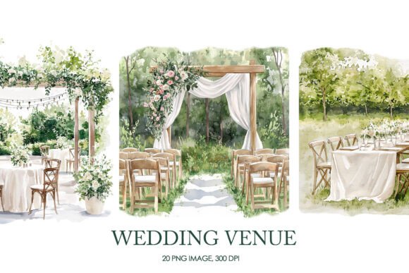 Elegant Watercolor Elements for Your Wedding Venue Designs