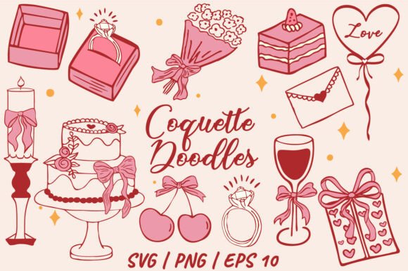 Embrace Sweet Romance: The Coquette Doodle Collection