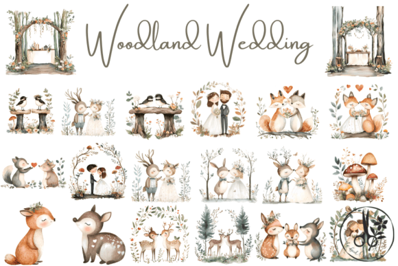 Enchanting Woodland Wedding Graphics for Your Designs