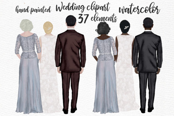 Hand-Painted Watercolor Wedding Couples Clipart for Your Designs