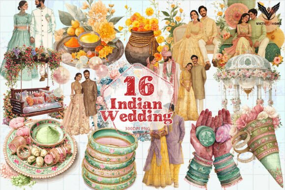 Indian Wedding Clipart PNG: Design Assets for Festive Creations