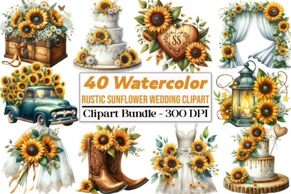 Rustic Watercolor Sunflower Wedding: A Digital Designer's Dream