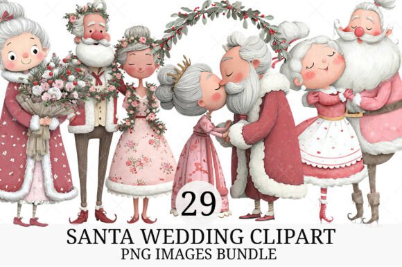 Santa Wedding Clipart: Festive Designs for Holiday Love