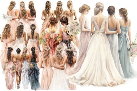 Stunning Bride and Bridesmaids Clipart for Your Projects