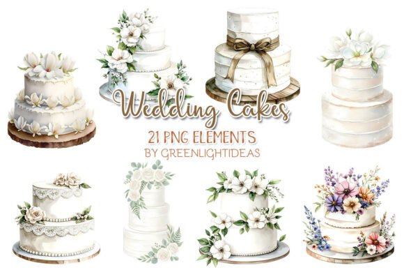 Sweeten Your Designs with White Wedding Cakes Clipart