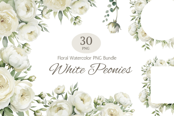The White Peonies Wedding PNG Bundle for Elegant Designs
