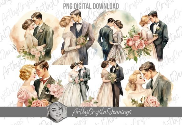 Timeless Romance: Designing with Vintage Wedding Couple PNGs