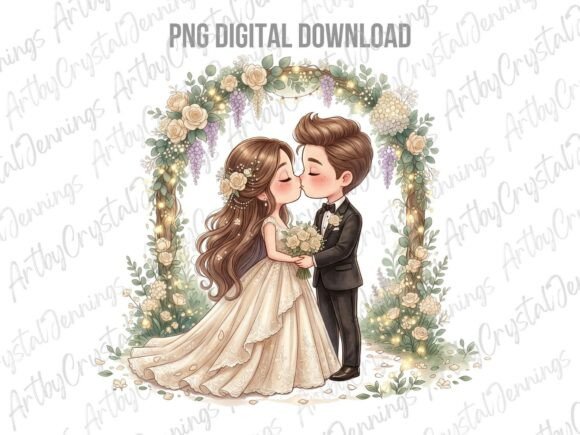 Wedding Chibi Couple PNG: Adorable Art for Your Designs