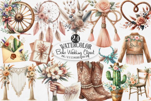 Western Boho Wedding Clipart: Crafting Your Rustic Romance