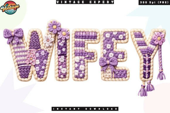 Wifey Wedding Gift Crochet Yarn PNG: A Romantic Design Essential